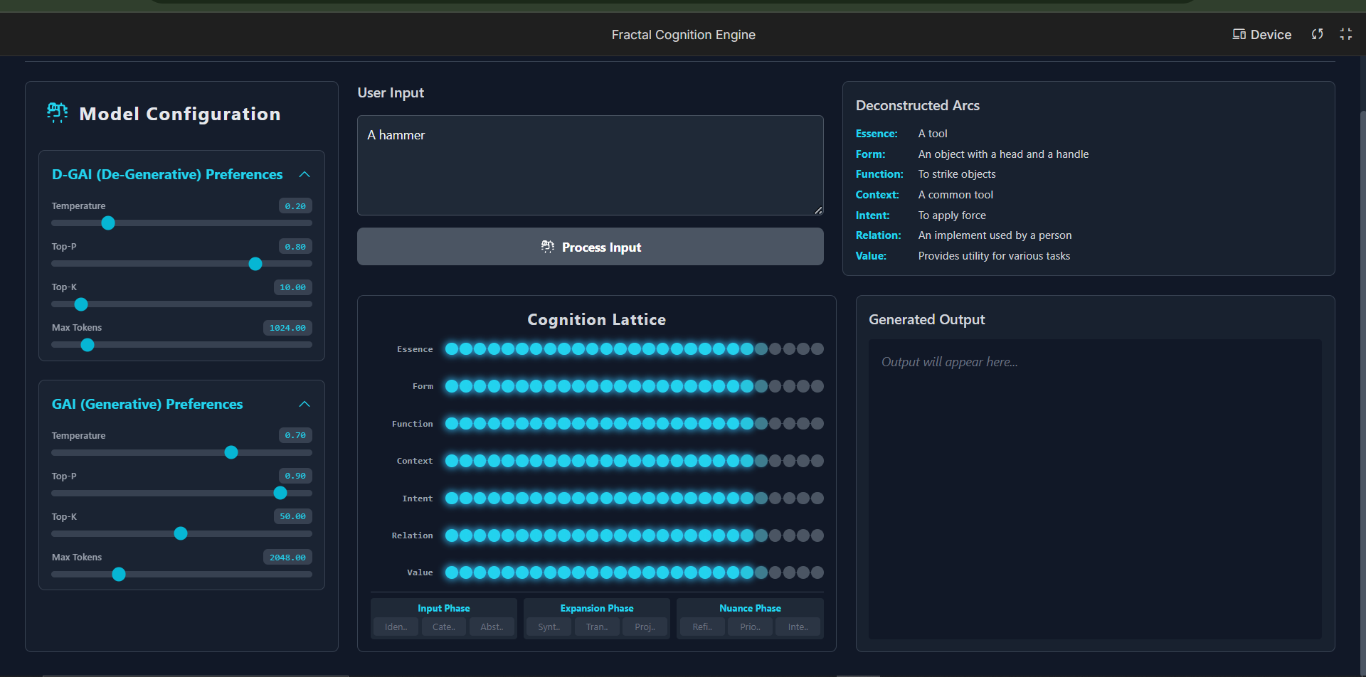 Pre-Linguistic Engine — Deconstructed arcs and cognition lattice