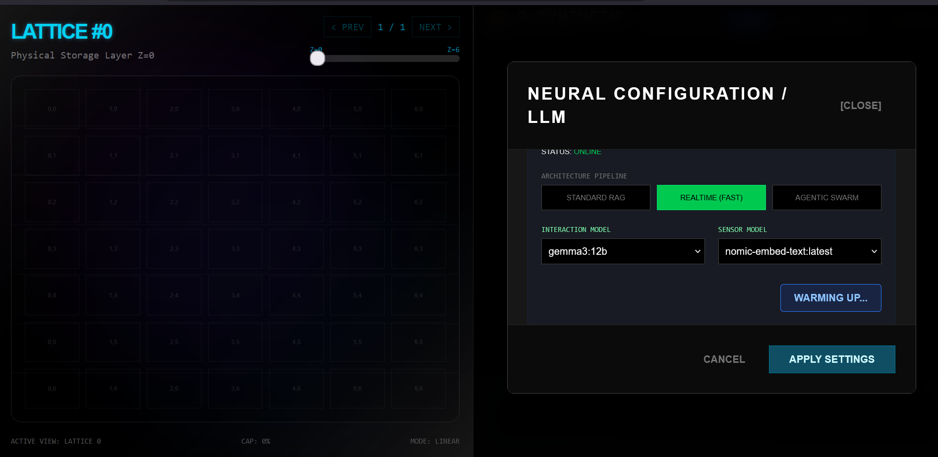 Neural Configuration — LLM pipeline with Gemma3:12b and nomic-embed